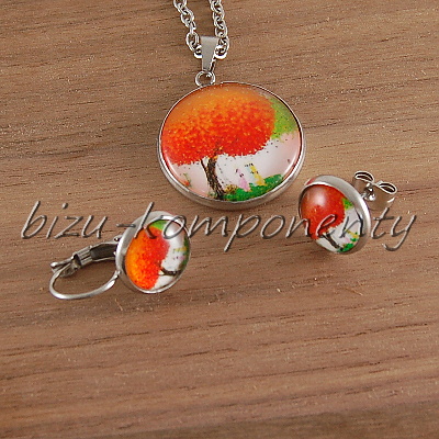 Skleněný kabošon strom v mlze, 12 mm