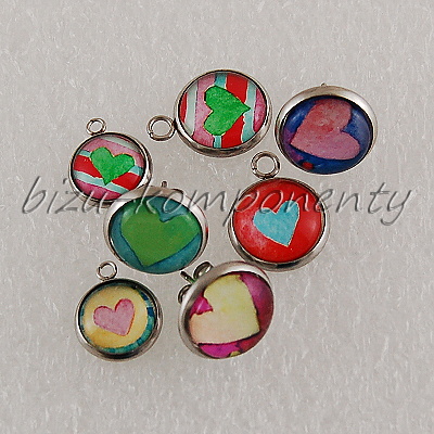 Kabošon růžový srdíčkový, 12mm