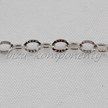 Zdobený řetízek z oceli, ploché články 4x3mm, 50cm