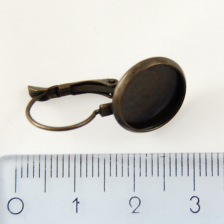 Náušnicové háčky s kulatým lůžkem 14mm, bronzová barva