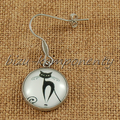 Skleněný kabošon protahující se kočka 18 mm