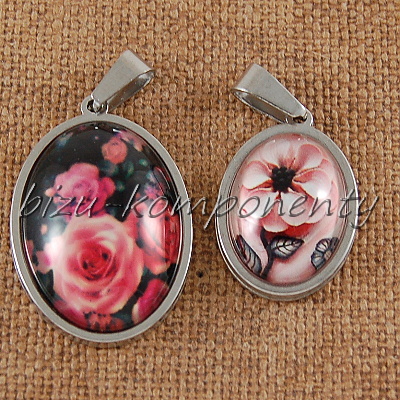 Skleněný kabošon šípková růže, 8mm