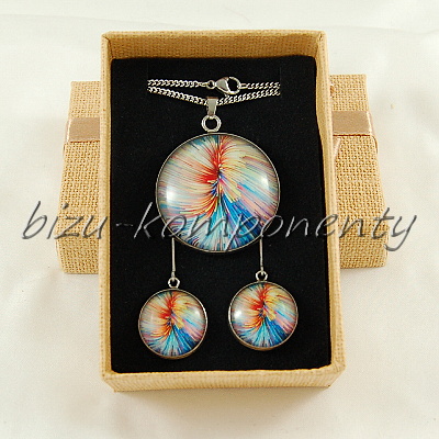 Skleněný kabošon strom, 14 mm