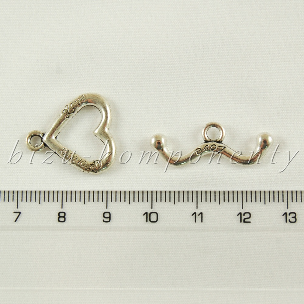 Velké srdíčkové americké zapínání, stříbrná barva