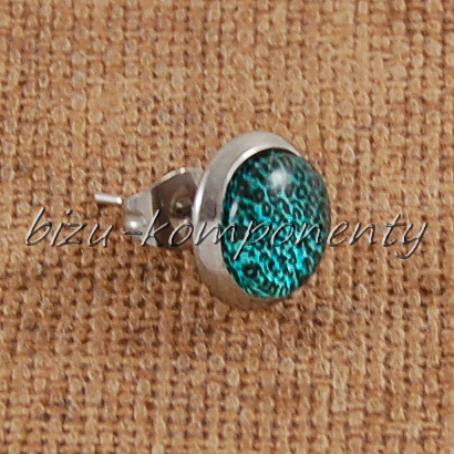 Skleněný kabošon listy, 12 mm