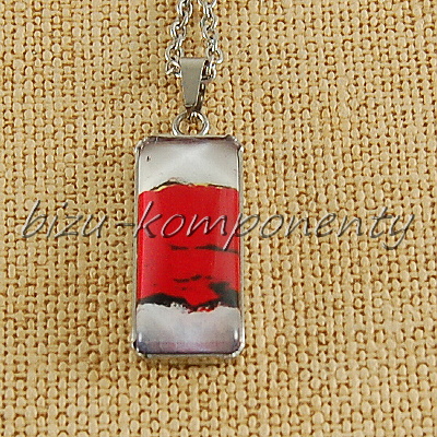 Oválný skleněný kabošon vlčí máky, 25x18mm