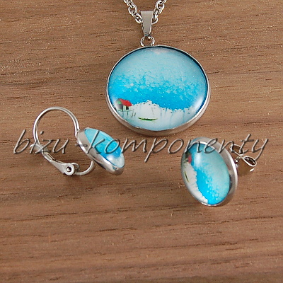 Skleněný kabošon zmrzlé stromy, 12 mm