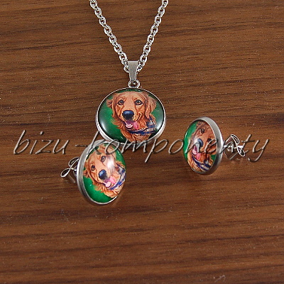 Skleněný kabošon hlava psa 12 mm