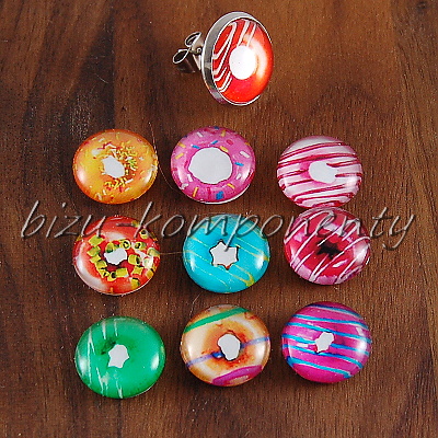 Skleněný kabošon donut, 12 mm