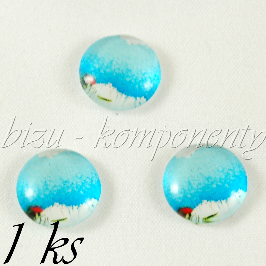 Skleněný kabošon zmrzlé stromy, 12 mm