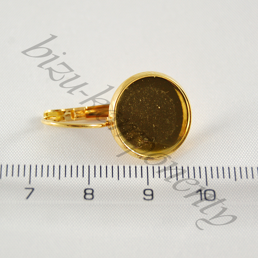 Náušnicové háčky zlaté barvy s kulatým lůžkem 14mm
