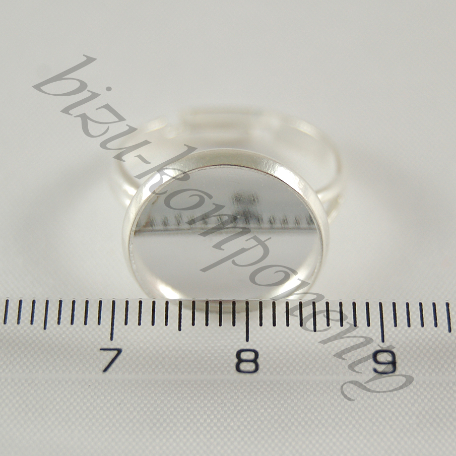 Prsten stříbrné barvy s kulatým lůžkem 14mm