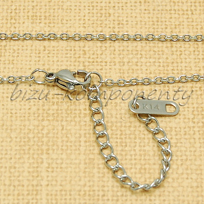 Jemný řetízek z oceli 40cm, články 2x1,5mm + prodloužení