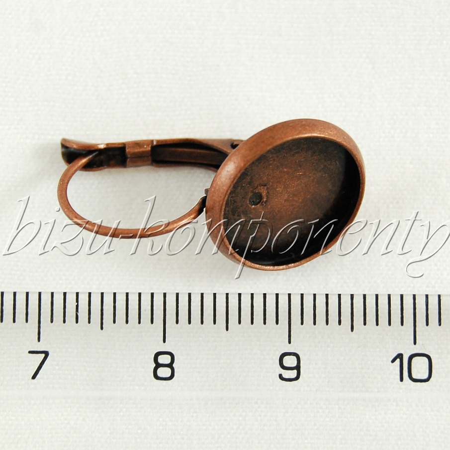 Náušnicové háčky měděné barvy s kulatým lůžkem 12mm