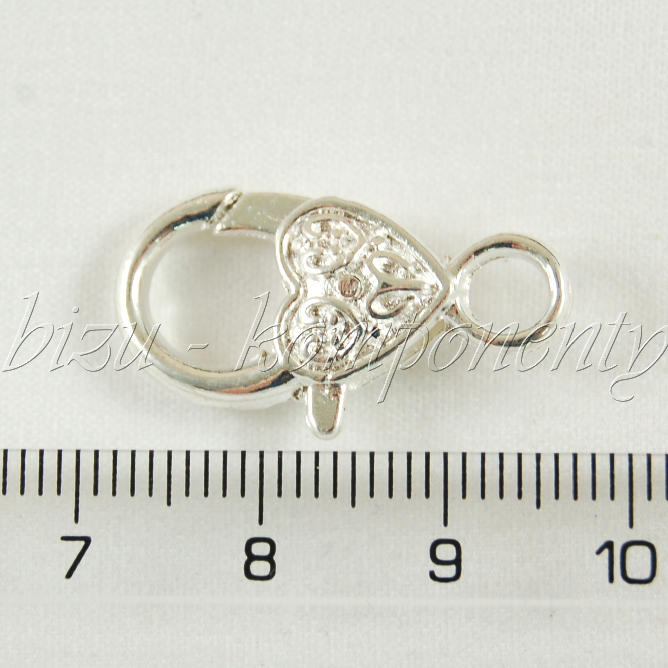 Ozdobná karabina, stříbrná barva 25mm