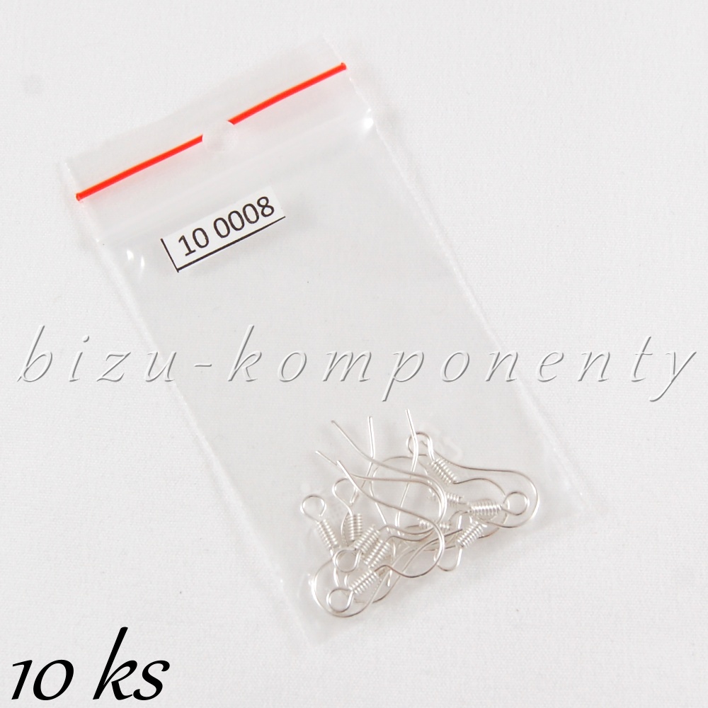 Náušnicové háčky s pružinkou stříbrné barvy 10ks