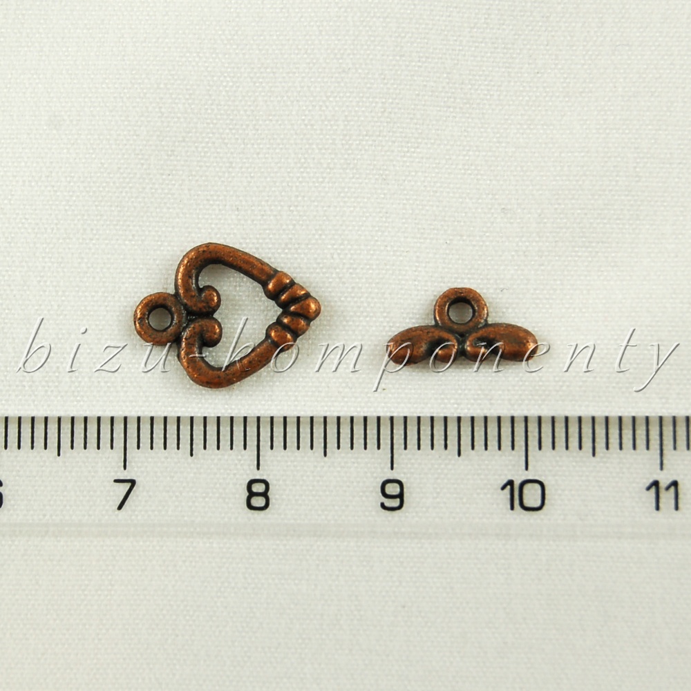 Malé srdíčkové americké zapínání, měděná barva