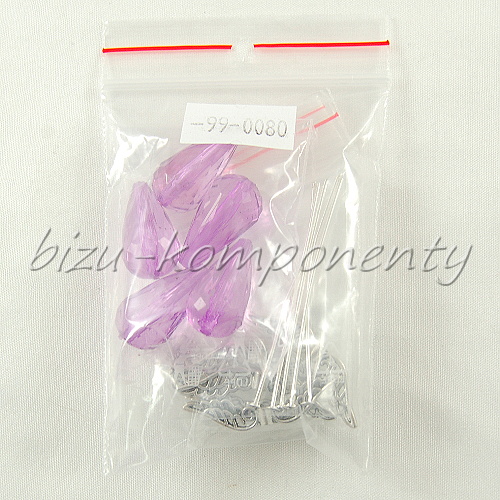 Sada na výrobu pěti fialovobílých andílků, kapka