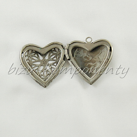 Filigránový medailon - srdce gunmetalové barvy