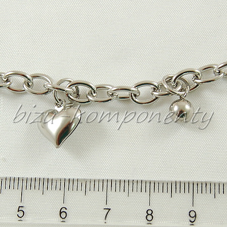 Náramek se srdíčky 19cm, ocel