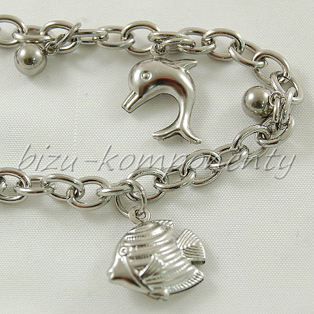 Náramek rybičky+delfín, 18cm, ocel