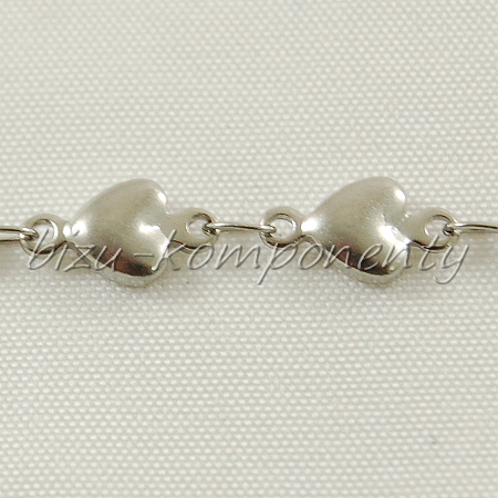 Náramek se srdíčky chir. ocel, amer. zapínání, 20cm