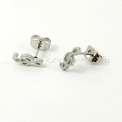 Náušnice houslový klíč, ocel