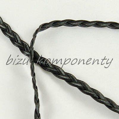 Černá pletená koženková šňůrka - plochá 5x1mm 