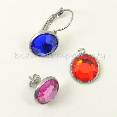 Kabošon komolý jehlan, červený, 12mm