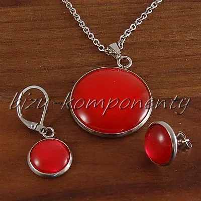 Skleněný kabošon červený, 12 mm