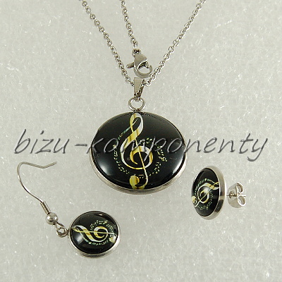 Skleněný kabošon houslový klíč, 25 mm