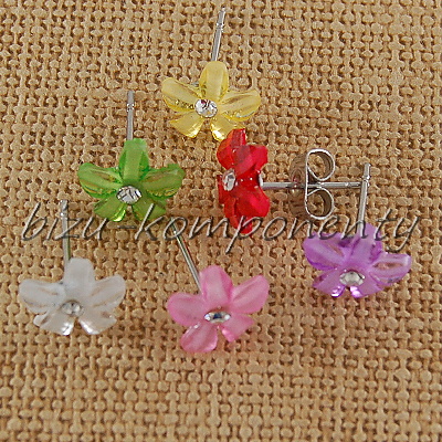 Červený kvítek s čirým šatonem, 10mm