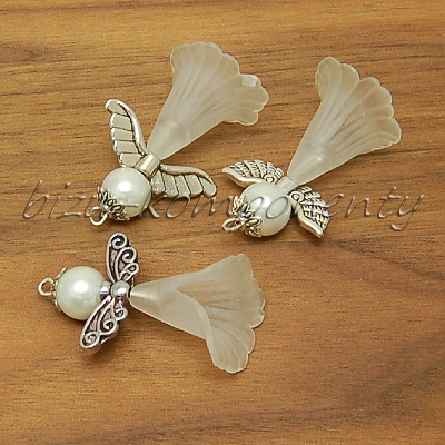 Sada na výrobu 5 bílých rozevlátých andílků, var. 1