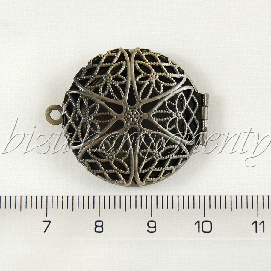 Filigránový medailon - kruh gunmetalové barvy