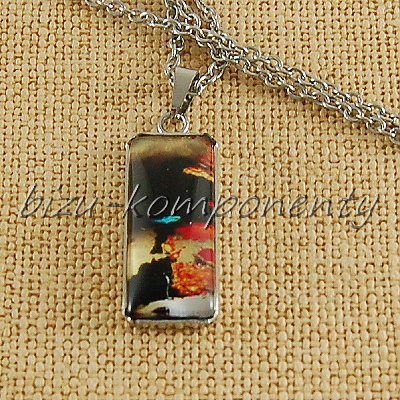 Oválný skleněný kabošon vlčí máky, 25x18mm