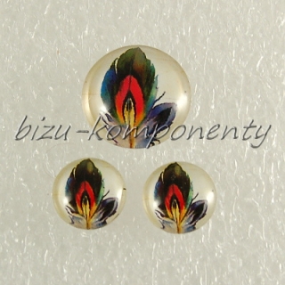 Skleněný kabošon indiánské pero, 12 mm