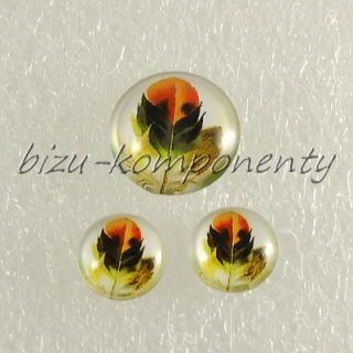 Skleněný kabošon papouščí pero, 12 mm