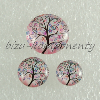 Skleněný kabošon kvetoucí strom, 12mm