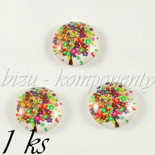 Skleněný kabošon jabloň, 14 mm