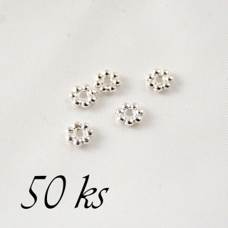  Mezidíl - kytička,stříbrná barva 10ks