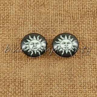 Skleněný kabošon černobílé slunce, 20mm