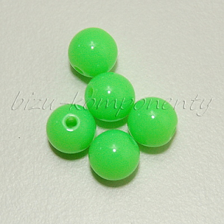 Fluorescenční akrylové korálky, světle zelená barva, 6mm, 50ks 