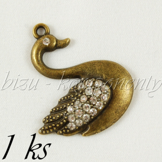 Překrásná labuť s růžovými šatony, bronzová barva