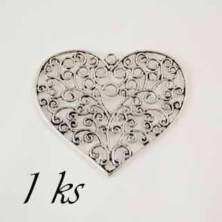 Velké placaté srdce, stříbrná barva