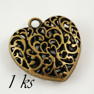 Velké 3D srdce bronzové barvy