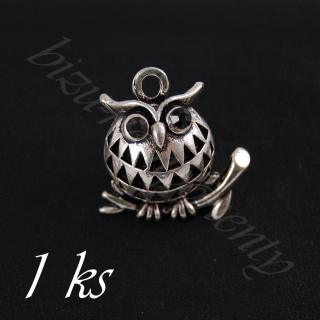 Malá 3D sova baculka, stříbrná barva