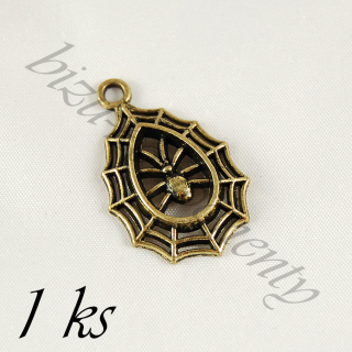 Pavučina s pavoučkem pro štěstí, bronzová barva