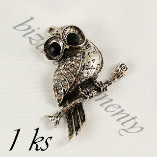 Ohlížející se sovička s čirými šatony