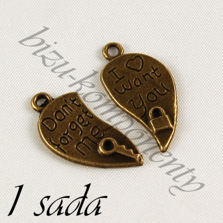 Srdíčko - přívěsky pro zamilované - 1pár