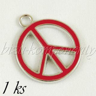 Růžovofialový smaltovaný symbol peace